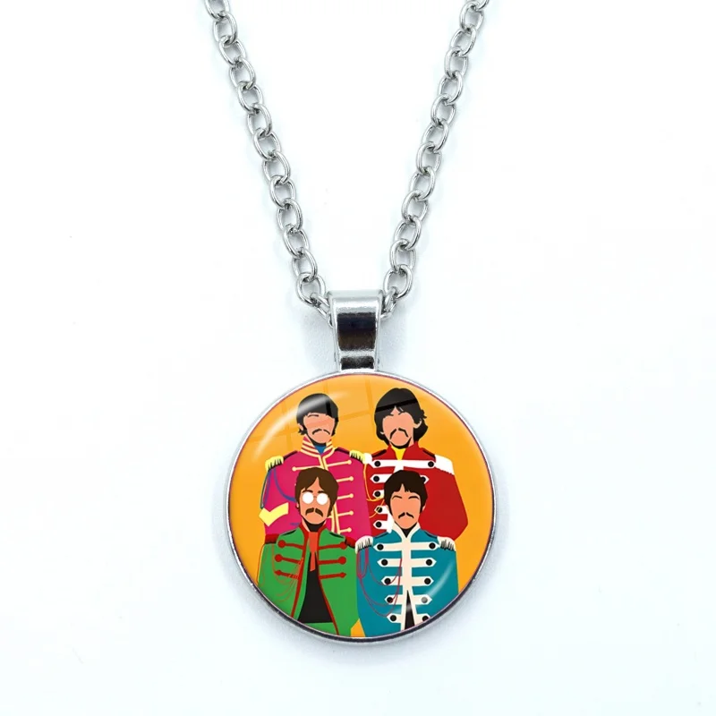 Rockband The Beatles Halskette für Damen und Herren, Schmuck, Cabochon-Glas-Anhänger, modische Statement-Kristall-Halskette, Geschenk für Fans