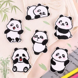 Self-adhesive Cute Chinese Panda Patches Embroidery Appliques Sewing Supplies Decorative Handmade Gift Box Badges Car Sticker