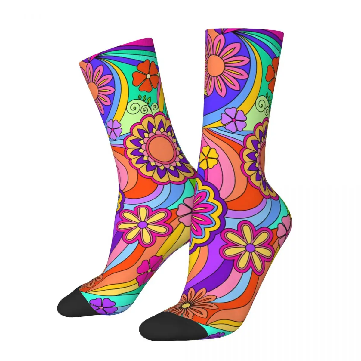 

Groovy Psychedelic Flower Power Socks Male Mens Women Winter Stockings Printed