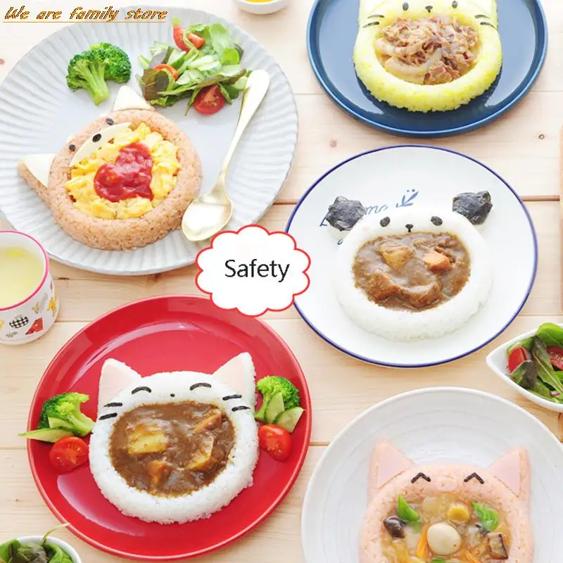 5Pcs Big Mouth Cat Rice Ball Mould Set Cute Cartoon Kids Bento Sushi Nori Rice DIY Mould Creative Kitchen Tools Accessories