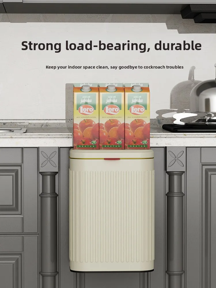 Stainl Steel Desktop Kitchen Tra Can Wall Mounted Cabinet Door Toilet Storage Buet Home Use with Cover Household Clean...