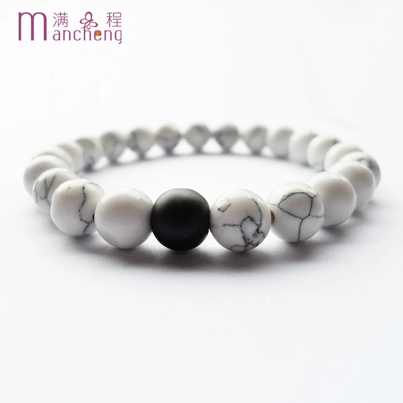 Tiki Official-website Women Natural White Turquoise Black Agate Matte Scrub Distance Couples Bracelet Men Valorant Dropshipping