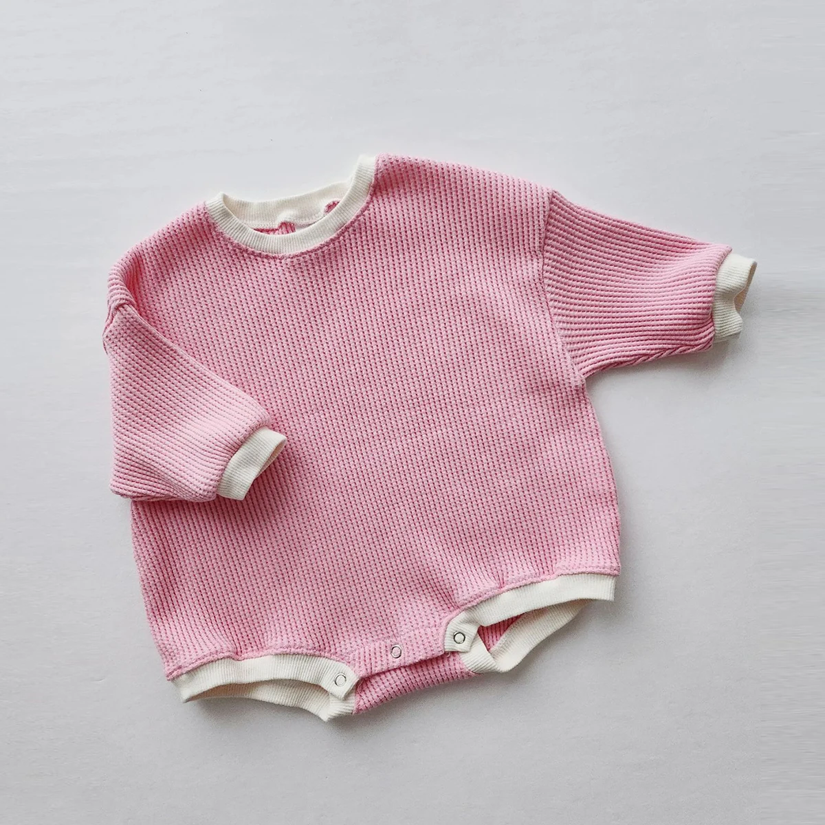 2023 Baby Waffle Sweatshirt Romper Newborn Infant Baby Girls Boys Cotton Oversized Romper Long Sleeve Toddler Clothes Jumpsuits