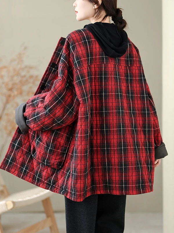 

Retro Sle Cotton Jaet Loose Fit round Ne Women's Winter Casual Warm Coat Lazy Mom's Cotton Padded Outerwear