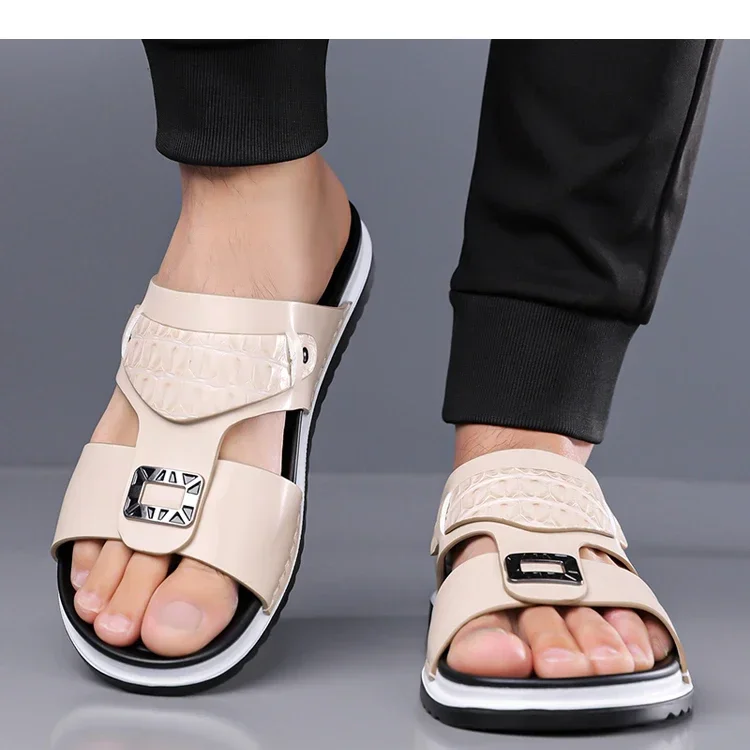 Herren-Sommer-Slipper, bequem, atmungsaktiv, modisch, schlicht, für den Außenbereich, verschleißfest, weiche Unterseite, lässige Sandalen-DH5306 – Detail 7