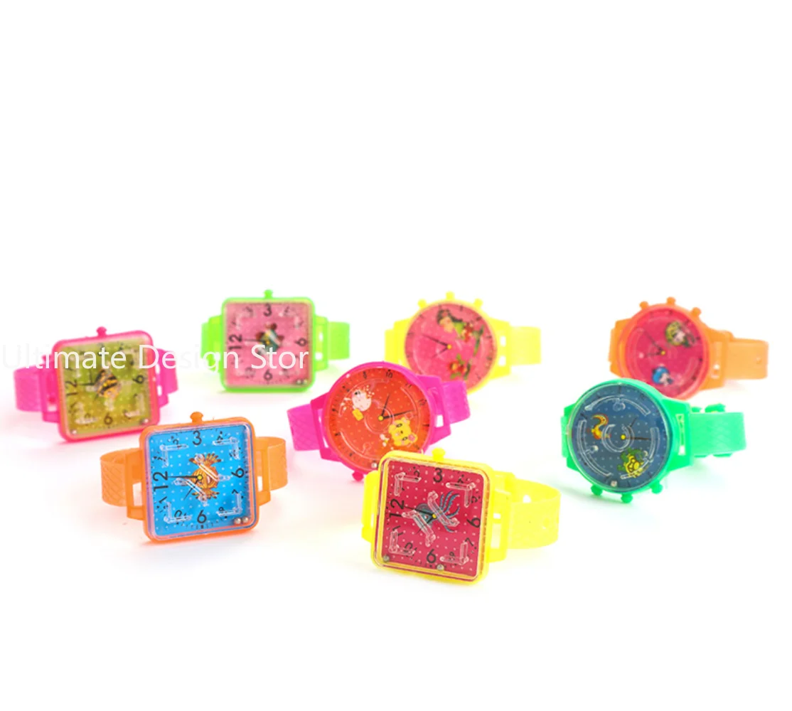 Reloj de juguete para niños, Mini laberinto de colores, Bola de laberinto de plástico, favores de fiesta de cumpleaños, regalo para bebé