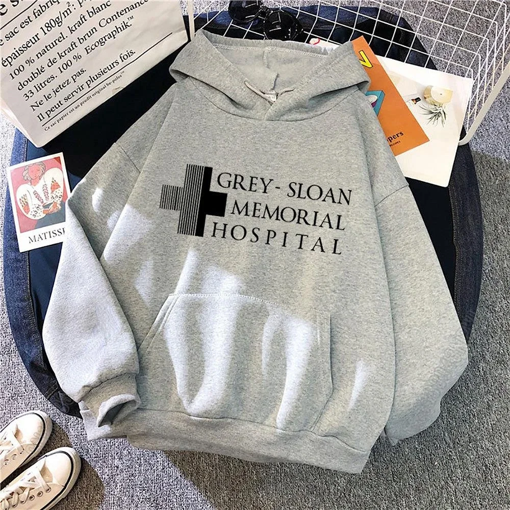 Greys Anatomy Pullover Female Autumn Winter Sportswear Women Long Sleeves Warm Casual Hooded Fleece Sportswear Outerwear