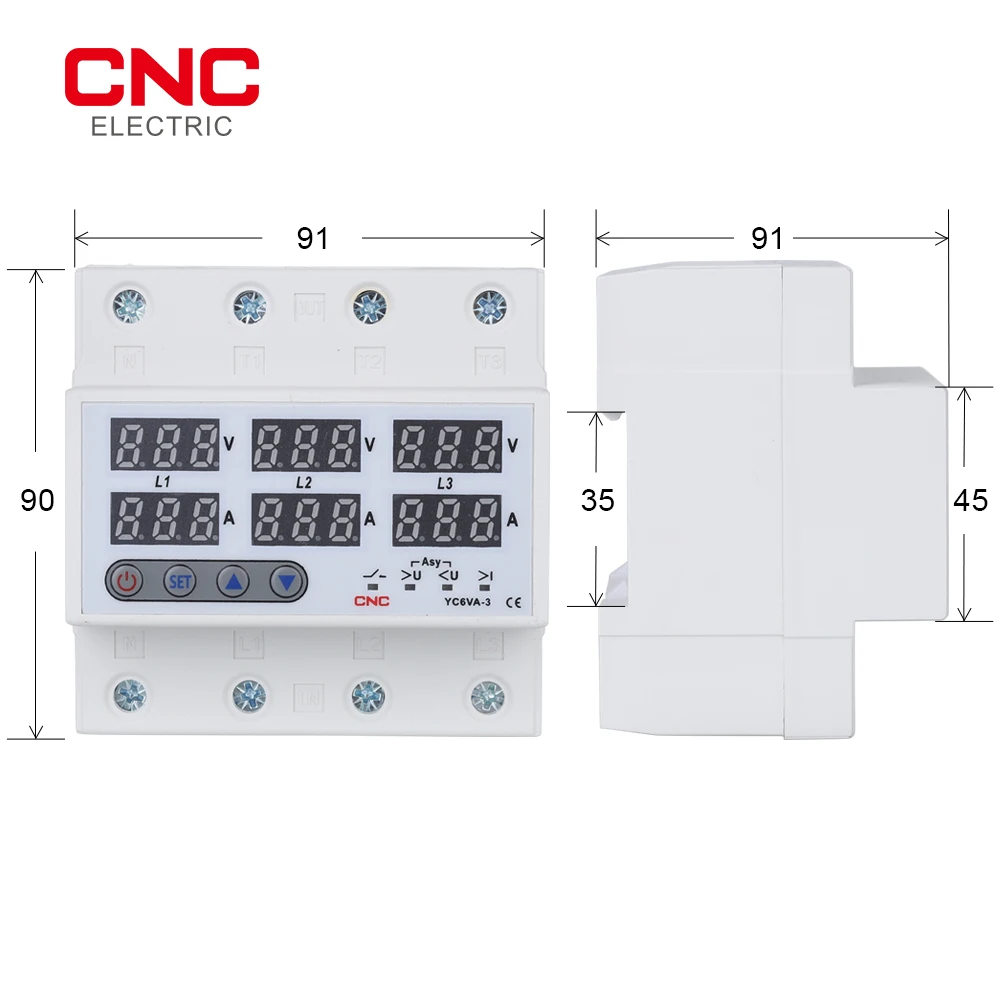 Relè di tensione trifase su guida Din 3 P + N voltmetro amperometro relè Monitor sopra e sotto tensione protezione regolare la sovratensione della
