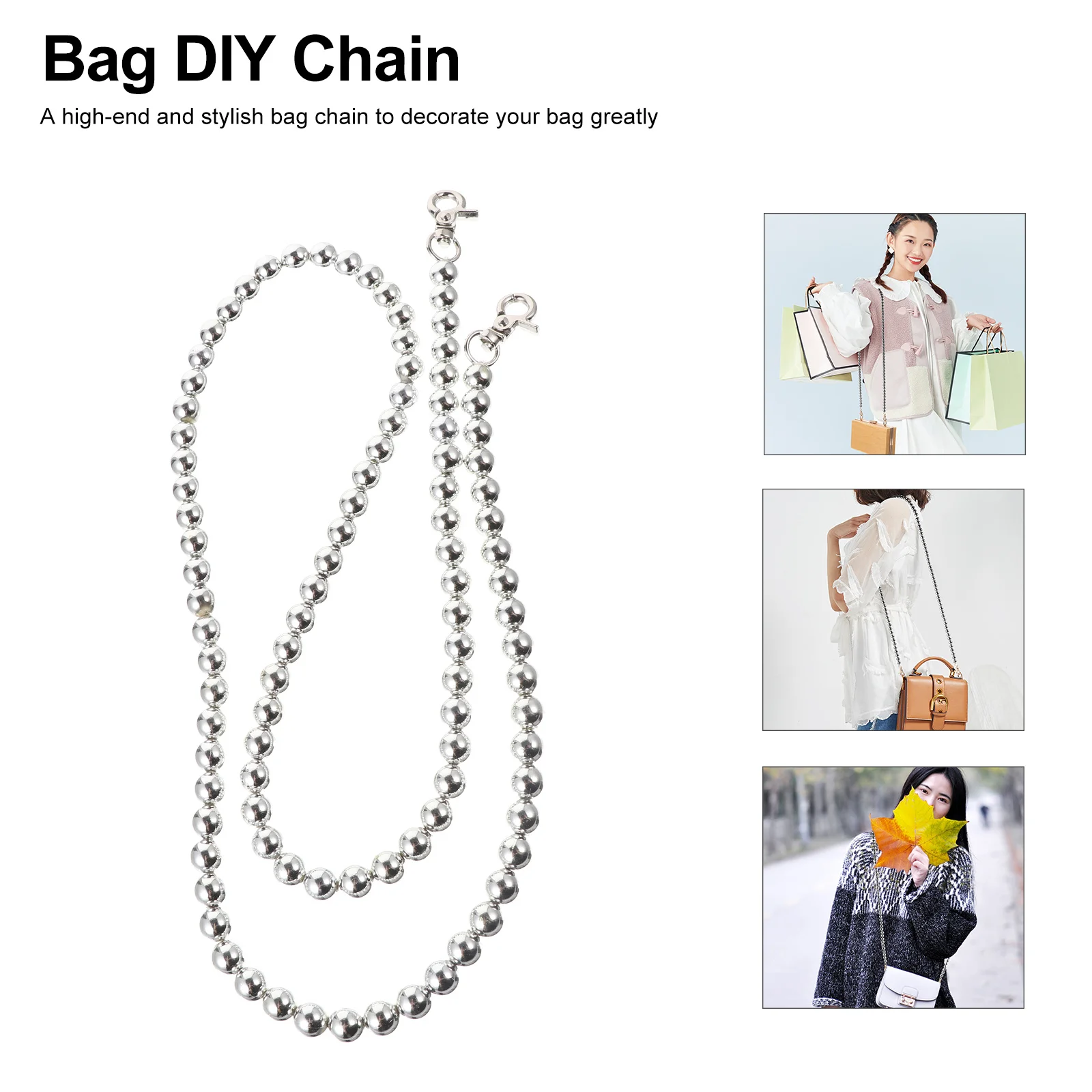 여성 가방용 우아한 숄더 체인 스트랩 1개, 가볍고 튼튼하며 교체 가능한 패션 가방 체인 장식 액세서리, 트렌디한 룩