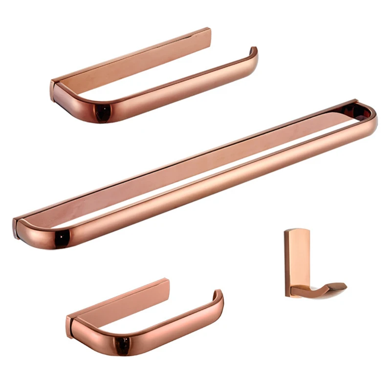 

Bathroom hardware pendant rose gold four-piece set towel rod towel ring paper towel rack coat hook four-in-one multi-function