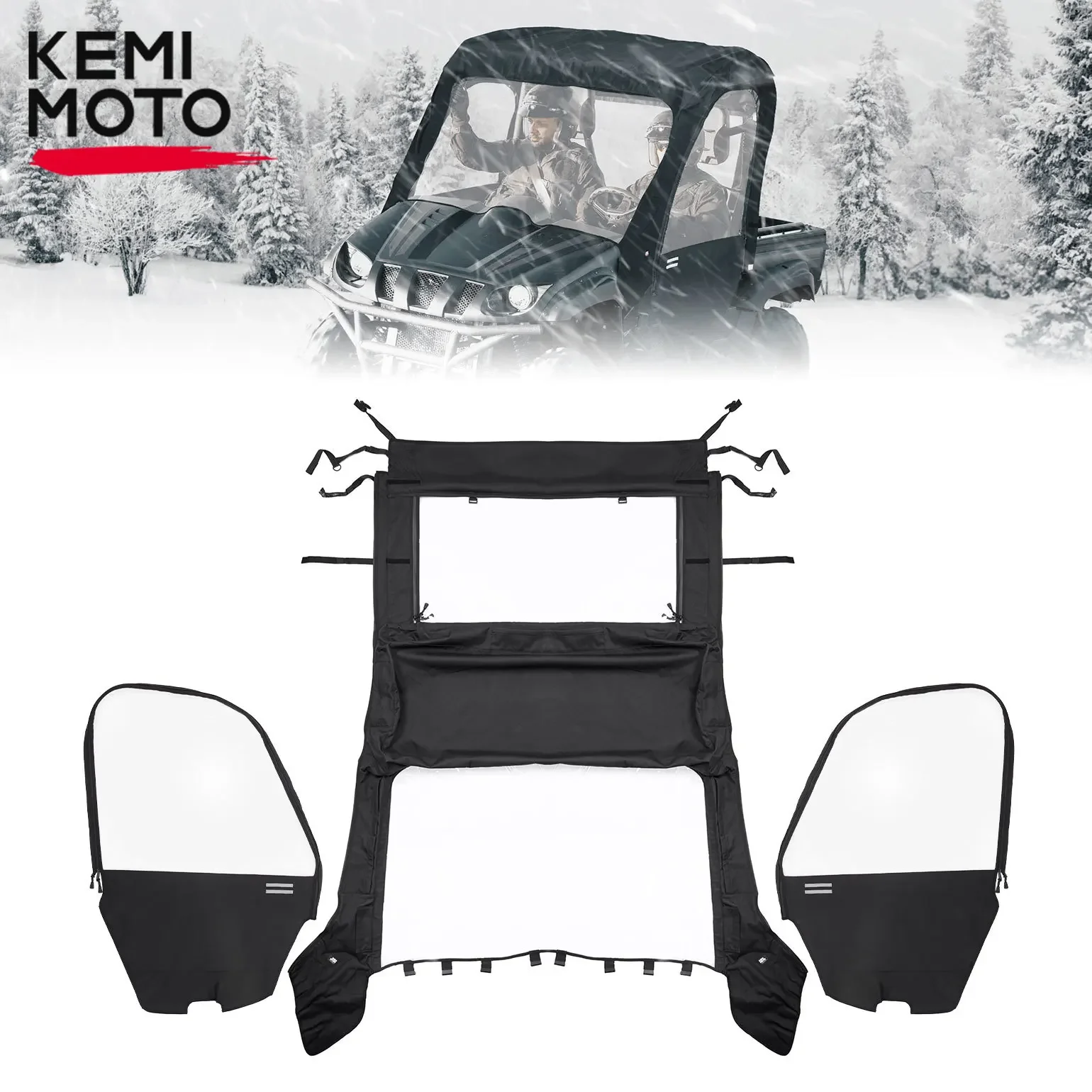

KEMIMOTO Cab Enclosure for Yamaha Rhino 2015 Models and Older Reflective Strip Waterproof Weather Protect 900D PVC Ventilation