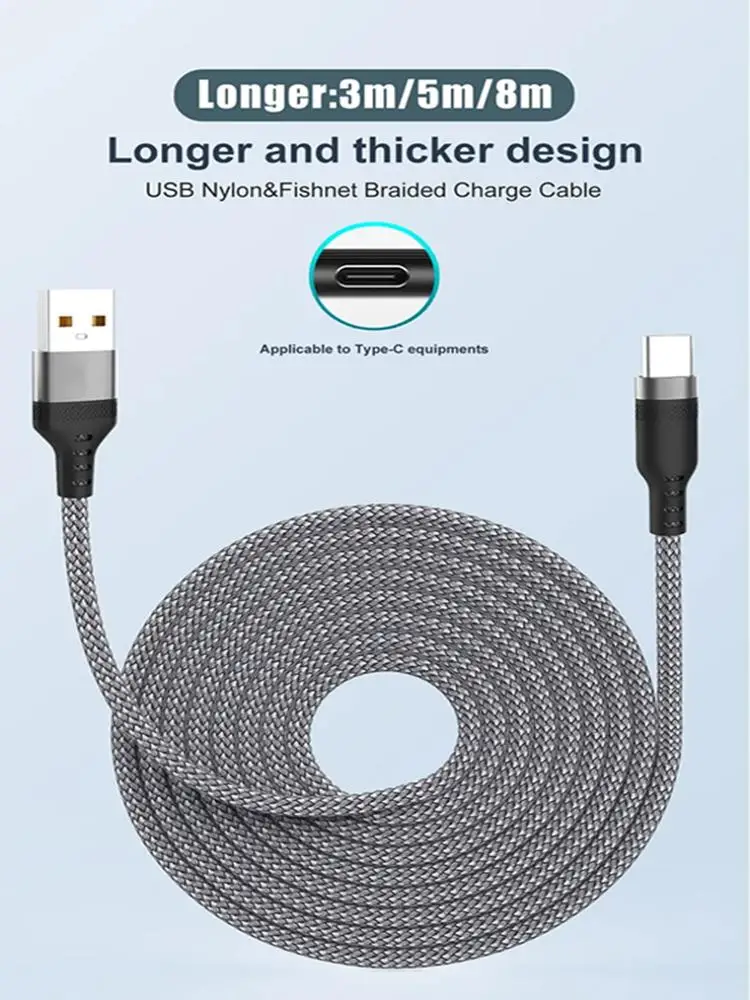 1/2/3/5/8 m verlängertes 6A superschnelles Laden extra langes Ladekabel USB Typ C für iPhone Samsung vollständig kompatibles Datenkabel – Detail 2