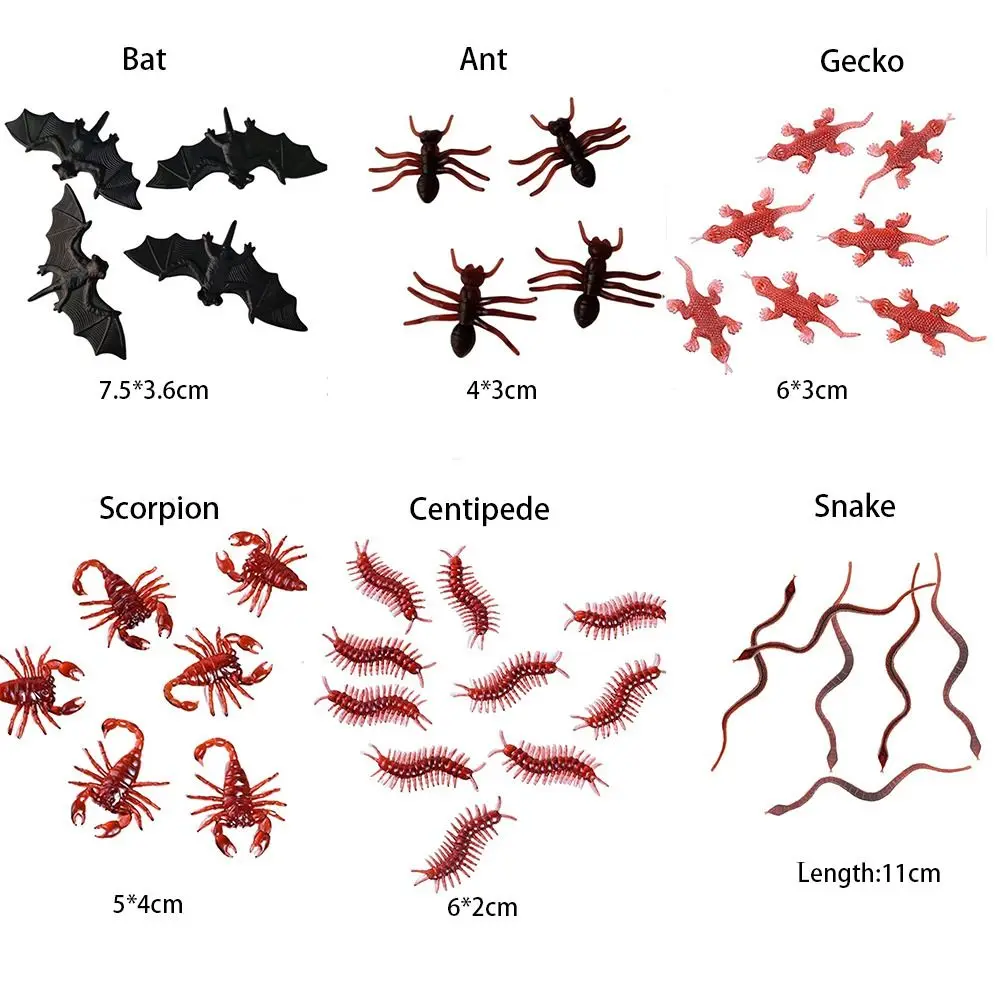 10Pcs/set Scorpion Simulation Fake Rubber Cockroach Gecko Centipede Simulation Cockroach Model Fake Soft Material
