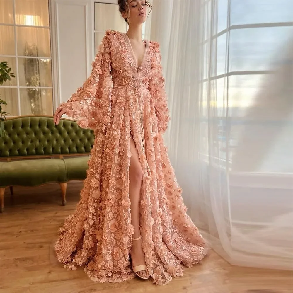 

Sparkle Exquisite High Quality Lace Applique Ruched Evening Dress Women Party A-line V-neck Long Dresses Bespoke Occasion Gown