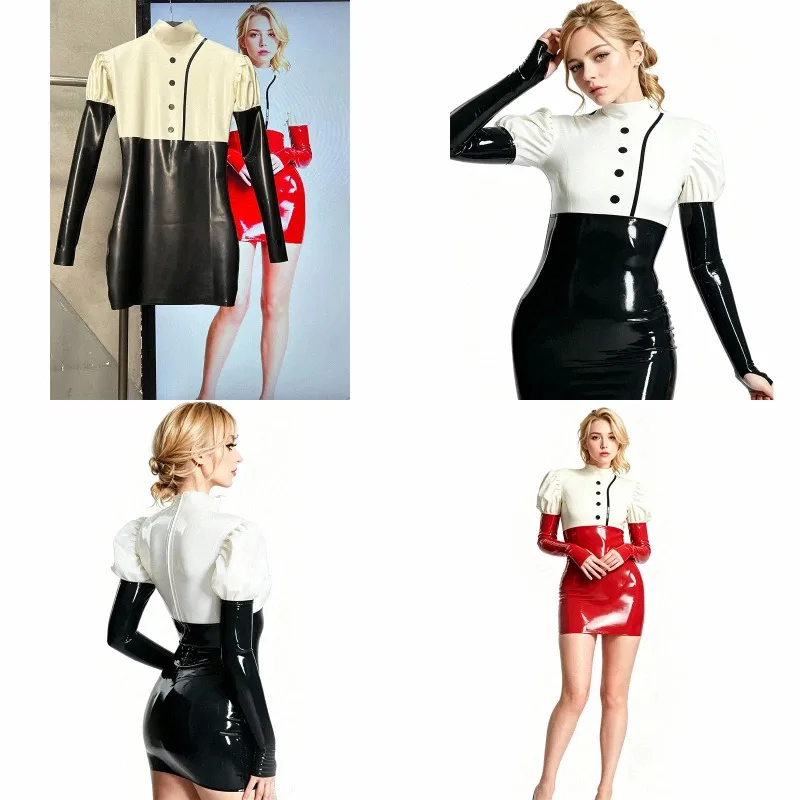 Handgefertigtes modisches Minikleid mit langen Ärmeln für Party und Club