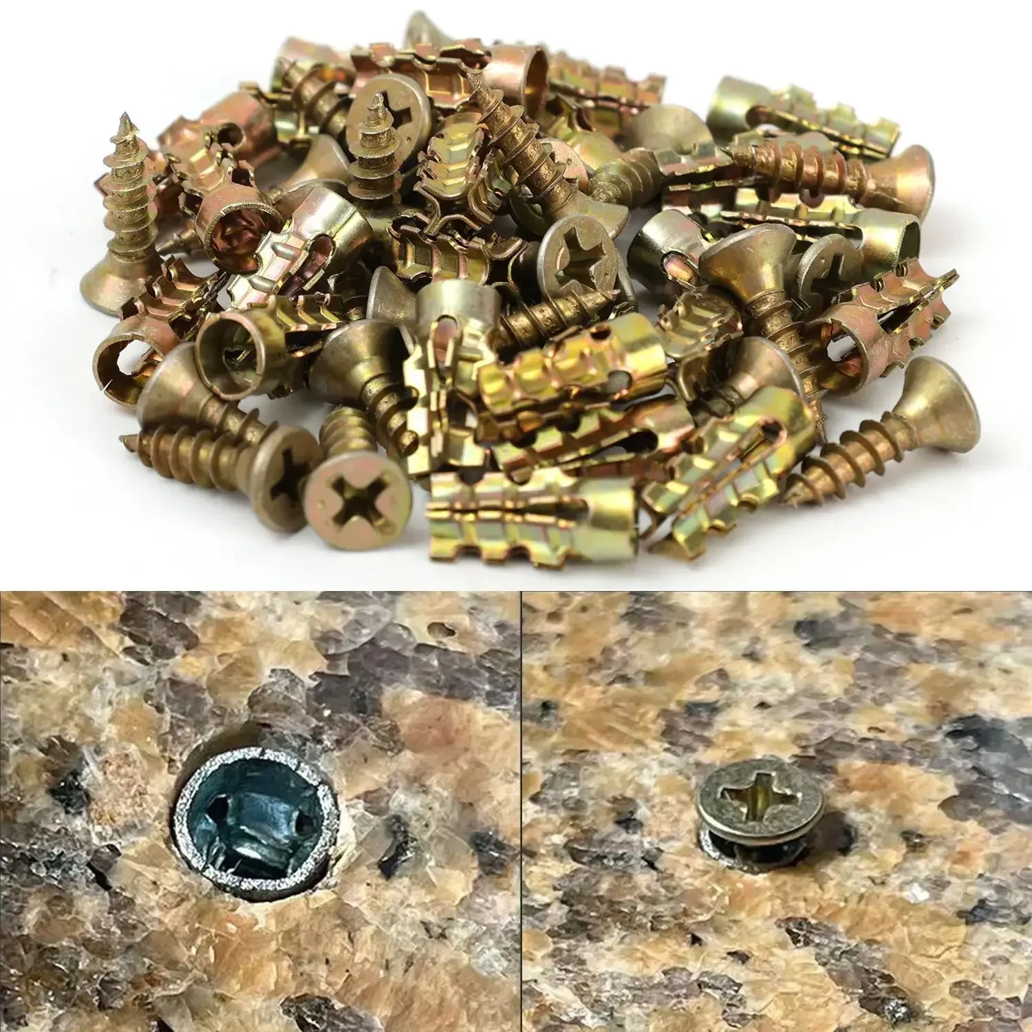 6*14mm gezahntes Expansionsrohr-Schraubenset, Türscharnier-Reparatur-Befestigungsschraube, Gewinde-Wandanker, Schrankbefestigungen für Beton und Trockenbau – Detail 5