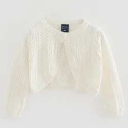 Baby Girls Long Sleeve Solid Knit Cardigan Shrug Sweaters for Birthday Party Summer Shawl Jacket BC961