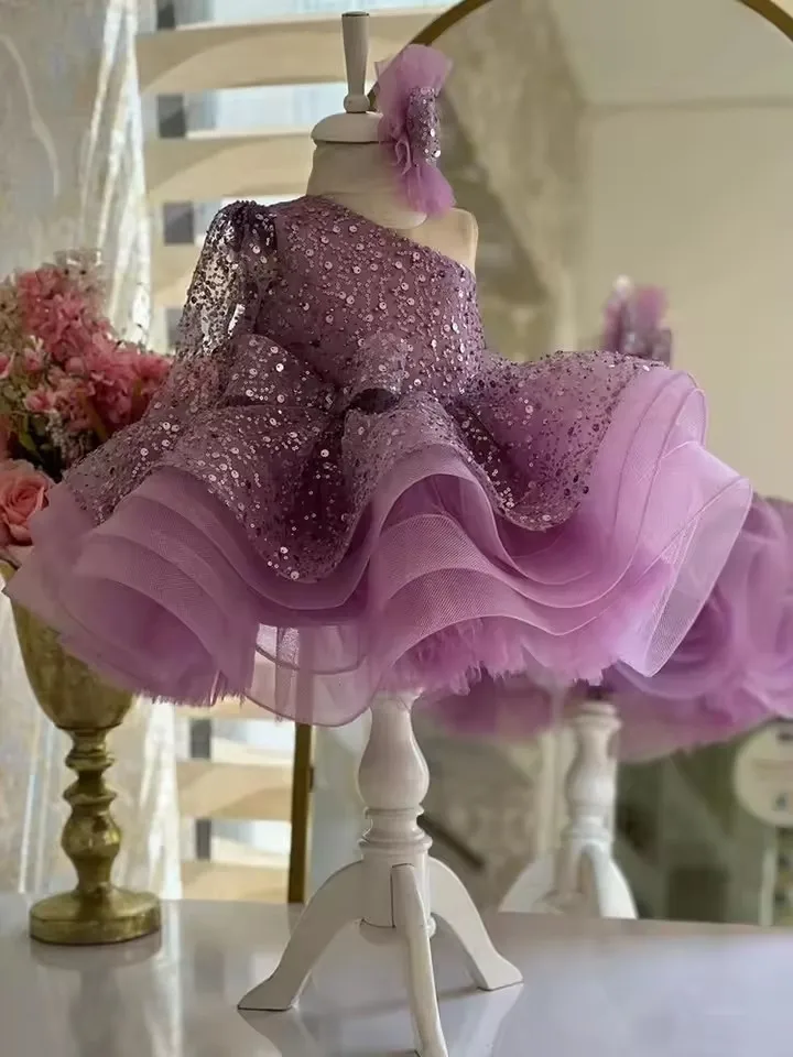 Luxury Child Girl Wedding Dress White Beadings Party Dresses Beads Tiered Tulle Puffy Flower Girl Dresses For Weddings Customize