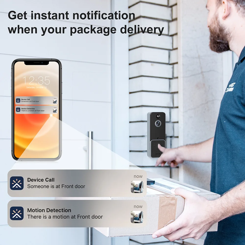 WiFi Video Camera Chuông Cửa Nhà Thông Minh Ngoài Trời Chuông Cửa Liên Lạc Nội Bộ Phát Hiện Chuyển Động Nhìn HD Bảo Vệ An Ninh