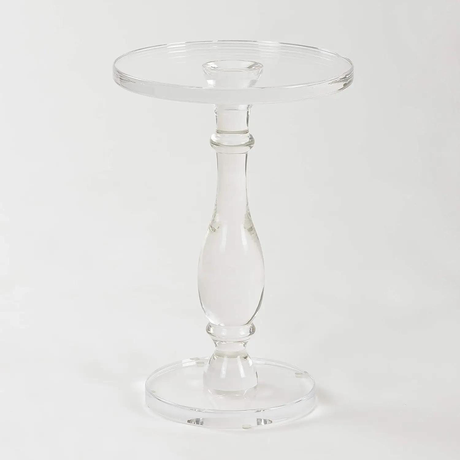 Acrylic End Table,Acrylic Side Table,Modern Nightstand with Small Round Top and Solid Post for Living Room,Bedroom and Lobby