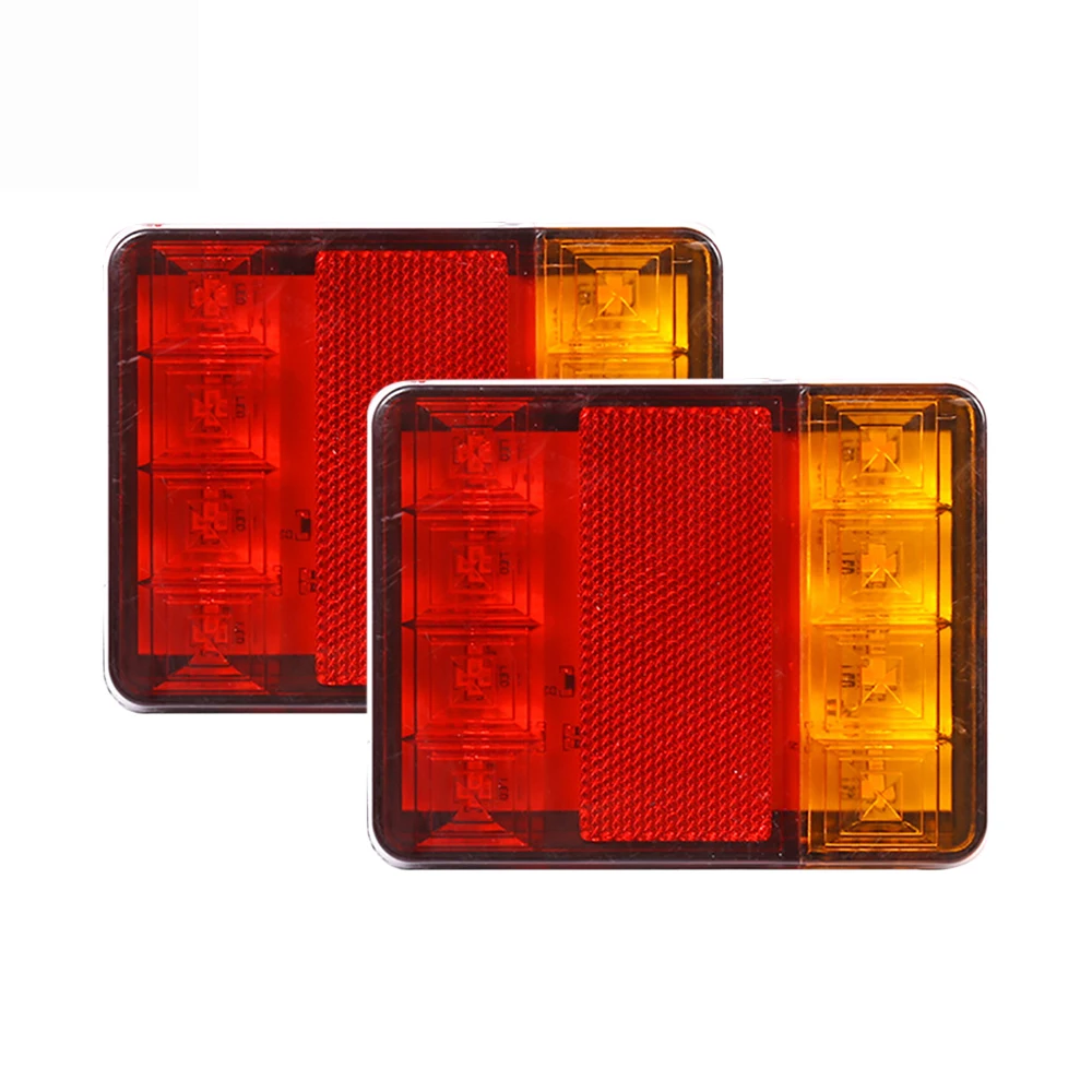 2Pcs Waterproof 8 LED Tail Lights Rear Lamps Pair Boat Trailer 12V Rear Parts For Truck Vans ATV Lorry Caravans Car Lighting