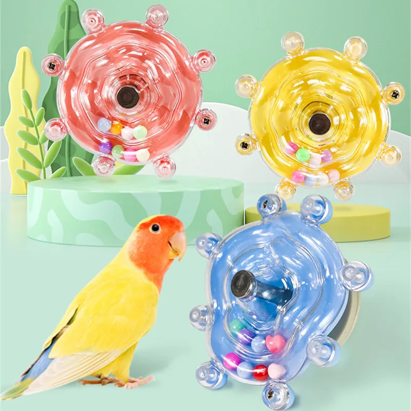 Colorful Pet Bird Parrot Interactive Toy Bird Turntable Hang Toys Sounding Ball Toys Stand Playing Cage Accessories Pet Supplies