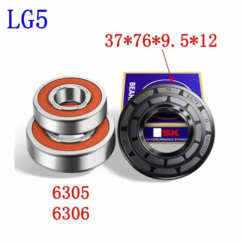 for LLGG drum washing machine Water seal(37*76*9.5*12)+bearings 2 PCs(6305 6036)Oil seal Sealing ring parts