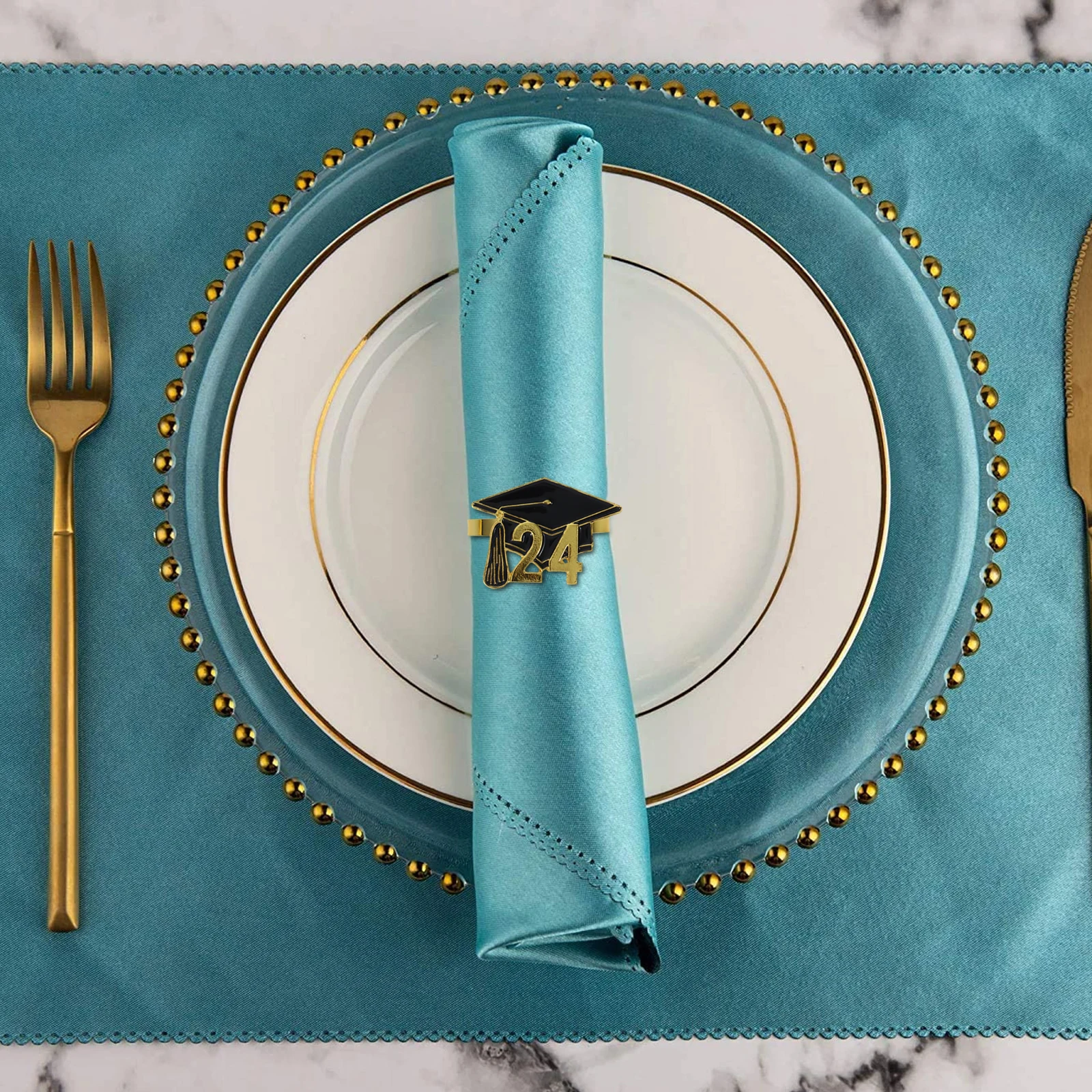 

4Pcs Graduation Cap Napkin Rings Elegant Table Decor Material Reusable Party Supplies Napkin Holders Ceremony