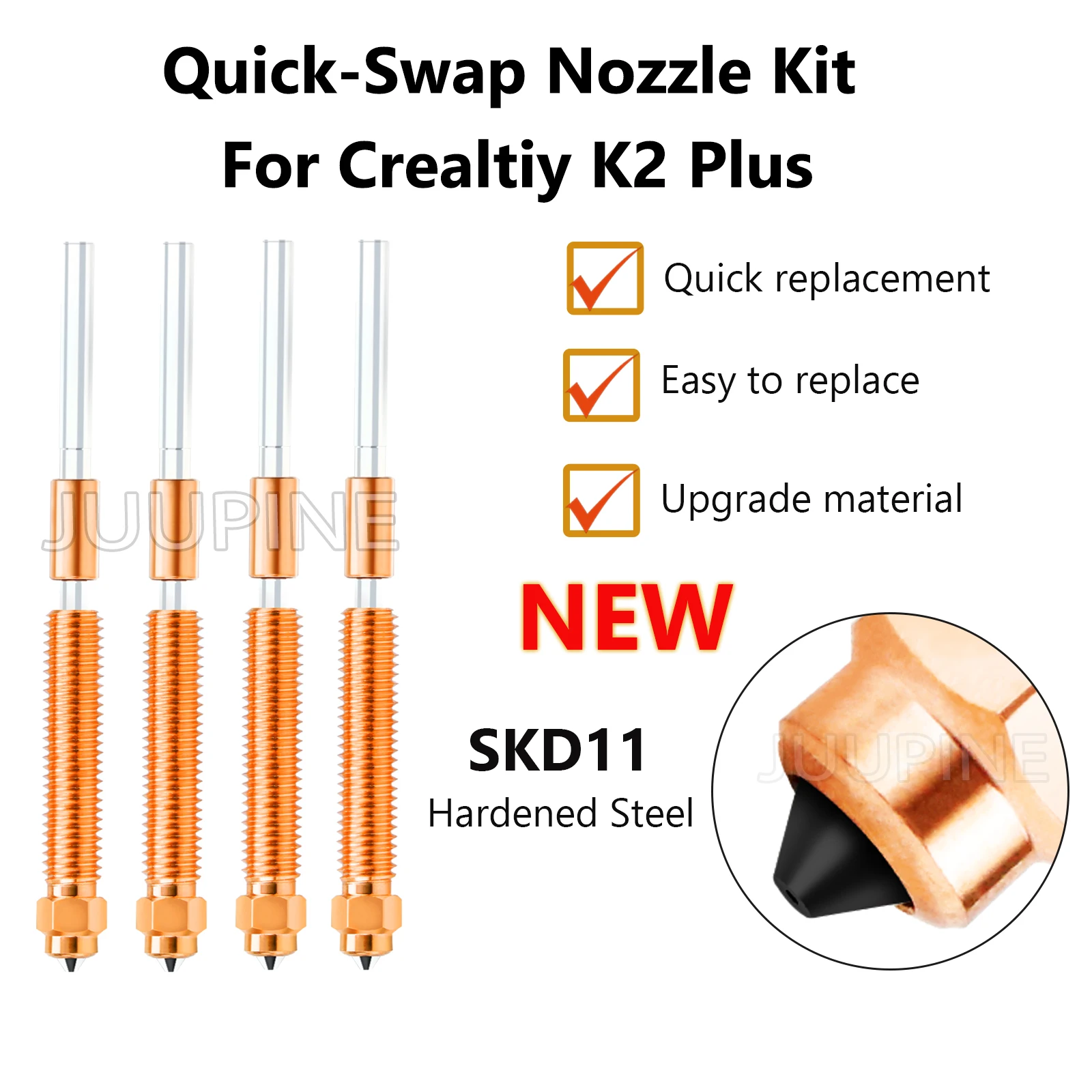 צינור החלפה מהירה של Unicorn עבור צינור Creality K2 Plus 0.4 0.6 פלדה מחוסמת עבור Creality K2 Plus Hotend אביזרים למדפסת תלת-ממד