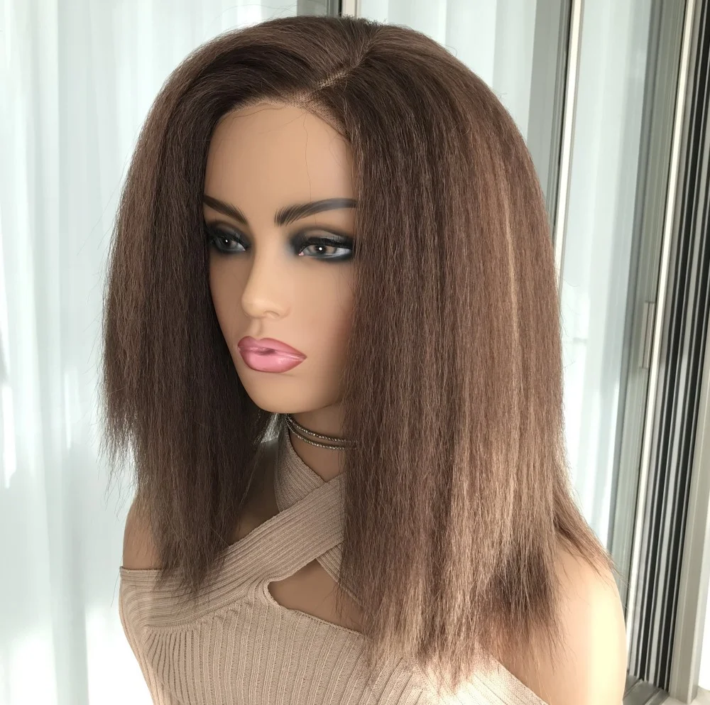 

Выделенный блондин, странный прямой короткий парик боб, синтетический парик Go, бесклеевой парик для женщин, предварительно выщипанный парик Yaki с боковой частью, 12 дюймов