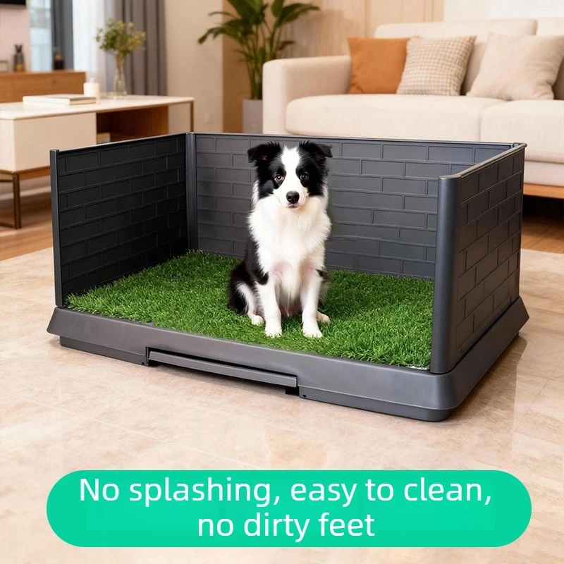 Simulated Lawn Dog Toilet Large Training Tray Enclosure Dog Toilet Sided Baffle Fake Grass Indoor Dogs Urine Pad Mat Supplies