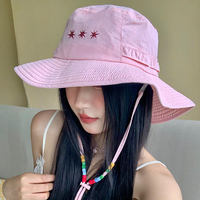 Pink Quick-drying Bucket Hat Women's Summer Thin Breathable Sunshade Sunscreen Hat Big Brim Outdoor Travel Mountaineering Hat