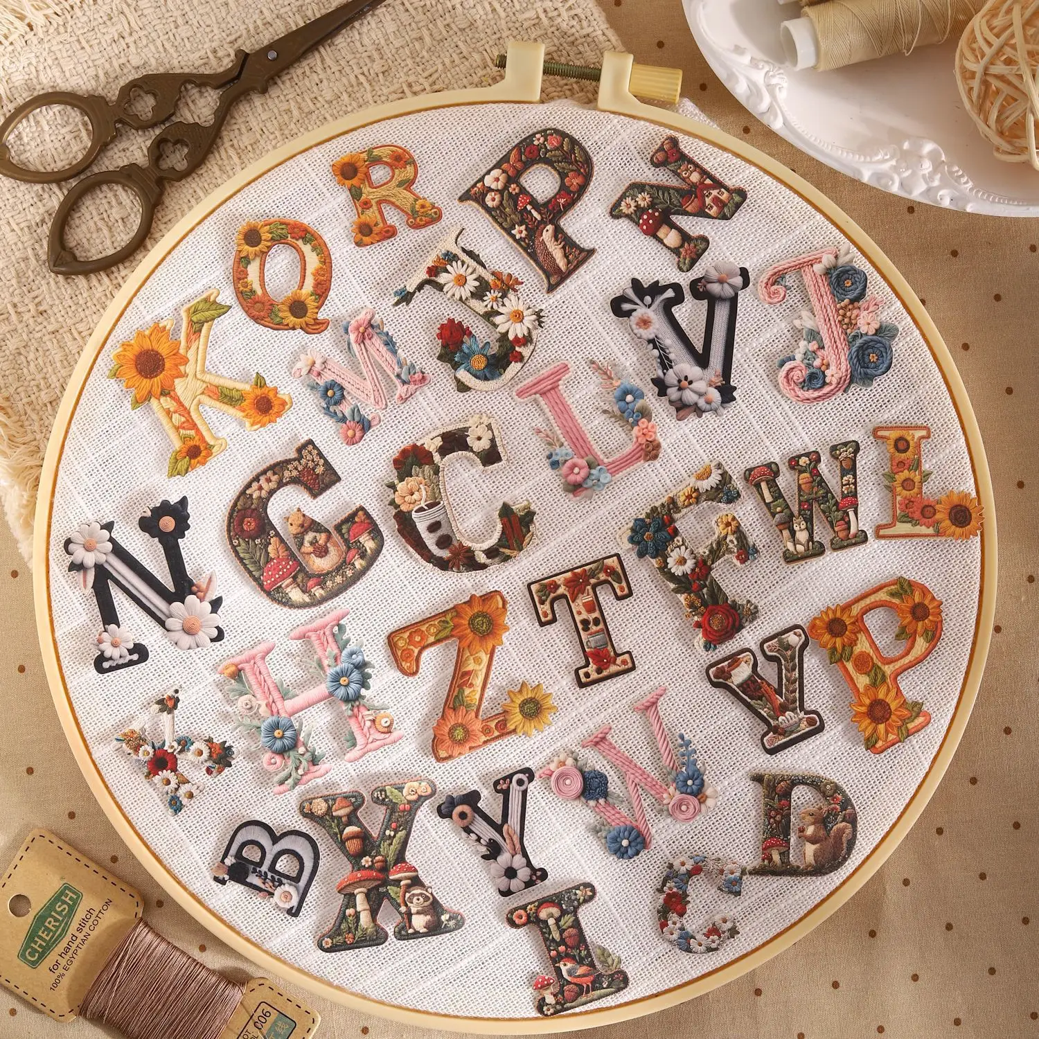 

6 упаковок/1 набор: Декоративные стикеры Kawaii для скрапбукинга, джанк-журналов и творчества, тема «Алфавит: Текстильная мастерская»