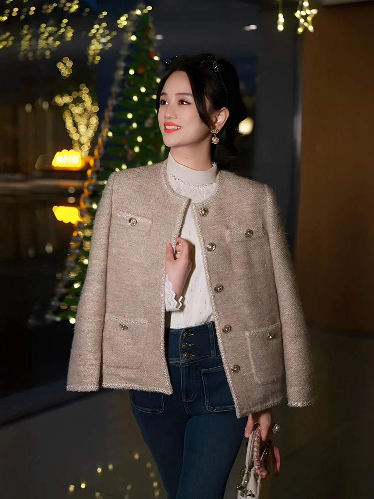 

Легкое шерстяное стеганое пальто для женщин в стиле пэчворк, зимнее, в парижском стиле, модное.