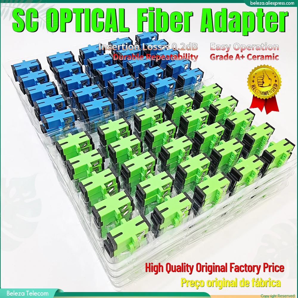 

Original 200pcs SC UPC Coupler SX Fiber Optic Connector Adapter SM Flange Singlemode Simplex SC APC Coupler Fiber Optic Adapter