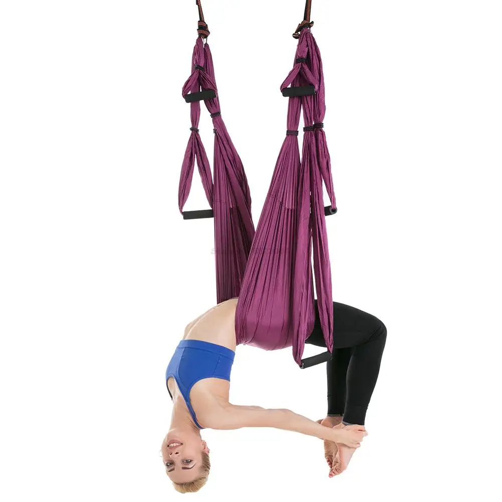 Anti-gravity Aerial Yoga Hammock 6 Handles Flying Yoga Swing Hanging Belt Inversion Device Equipment for Body Shaping Exercises