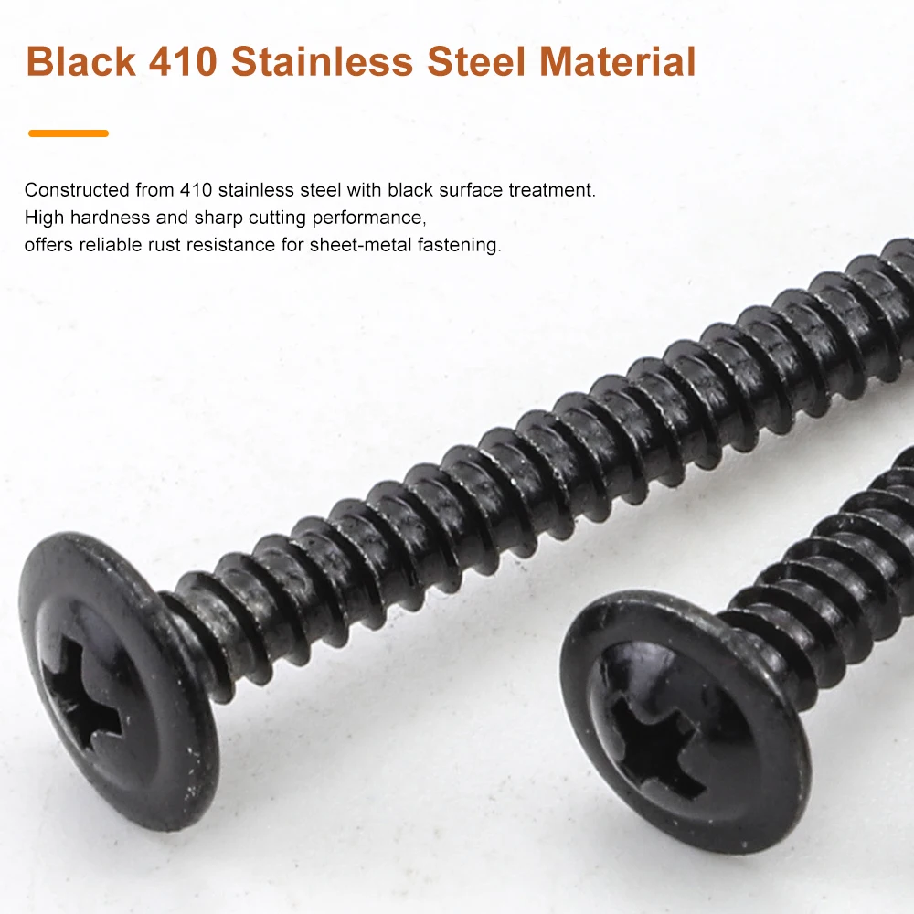 Phillips Modified Truss Head Self Drilling Washer Screw M4.2 M4.8 Black 410 Stainless Steel Cross Self Tapping Sheet Metal Screw
