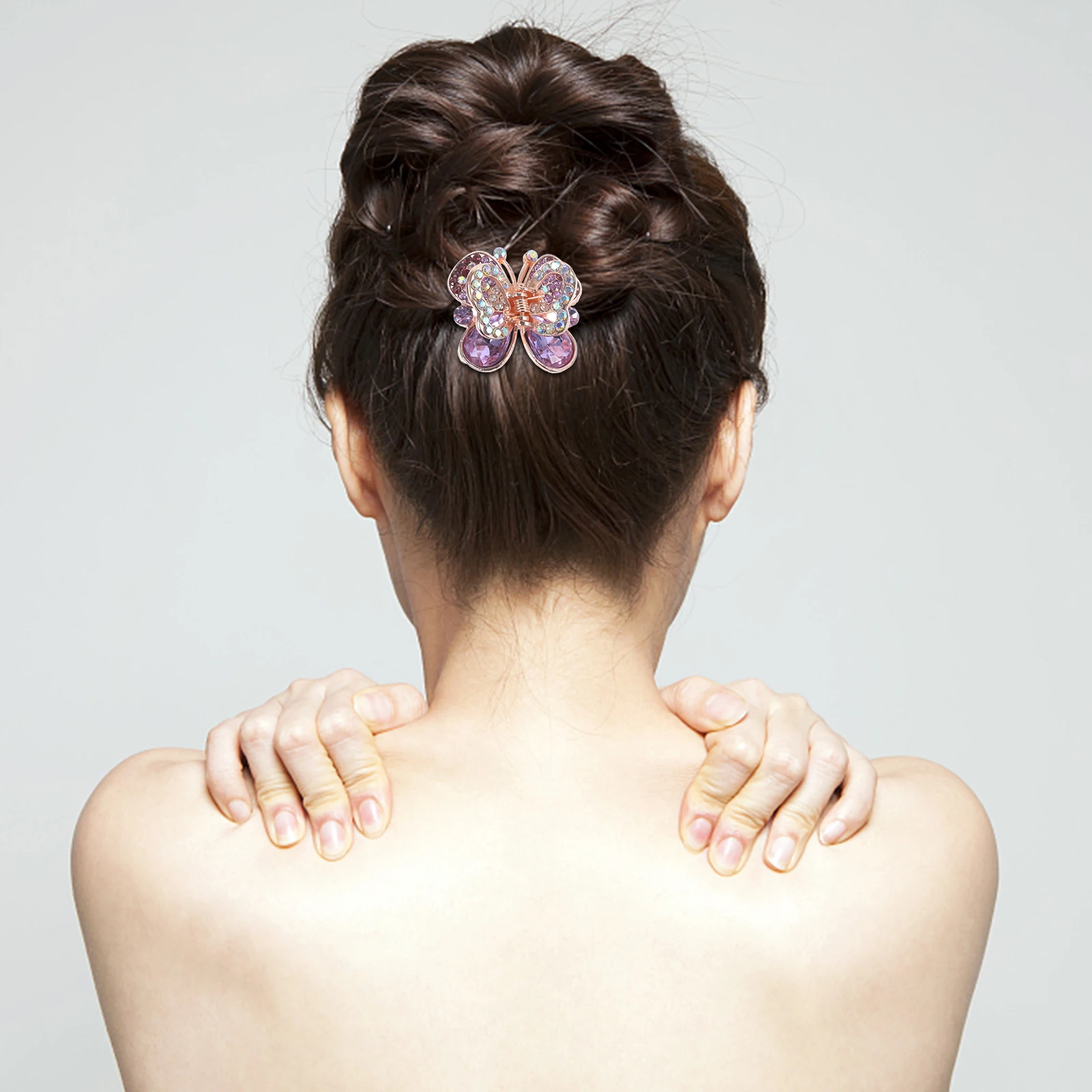 

Rhinestone Hair Clips Elegant Butterfly Claw Clamps for Women Thick Fine Hair Styling Aid Wedding Party Prom Everyday Wear