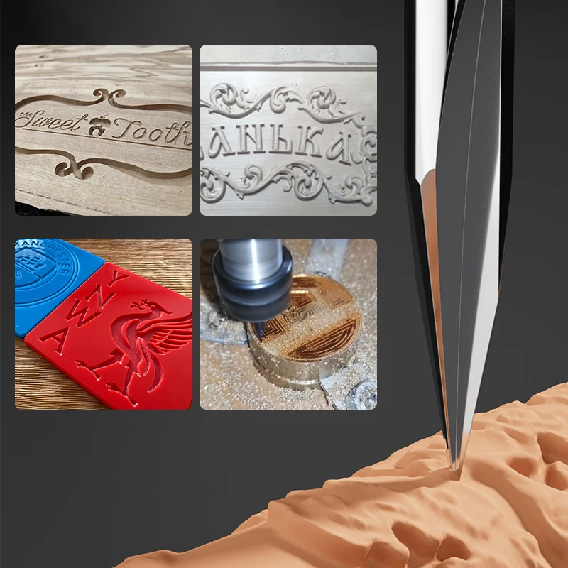 Imagem -04 - Fresa para Madeira Mdf v Shape Graving Bits Dica 0.31.0 mm Cnc Carving Cutter Flauta 1530d mm Shank