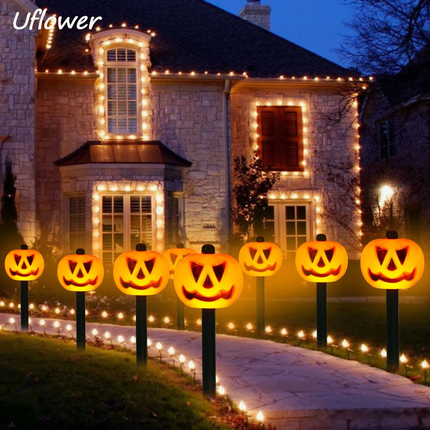 Halloween Jack-o-lantern Solar Energy Charge Lamp Outdoor Waterproof Garden Yard Landscape Decoration Light Fest Pumpkin Lamp