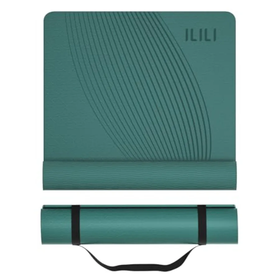 

Yoga Mat TPE Exercise Mat Tear-Resistant Fitness Yoga Mat with Carrying Strap 72''x25''×0.3'' 8mm Ideal for Yoga Pilates Home W