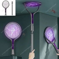 New Rotating Head Bug Zapper Racket Rechargeable Electric Fly Swatter Fly Killer and Mosquito Trap Lamp for Home Indoor Outdoor
