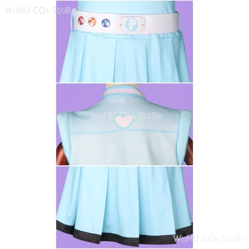 Power Cos Puff Girls Cosplay Costume Hyper Blossom Rolling Bubbles Costume Vest Coat Dress Outfit Hairband Gloves Belt Wig Women images - 6