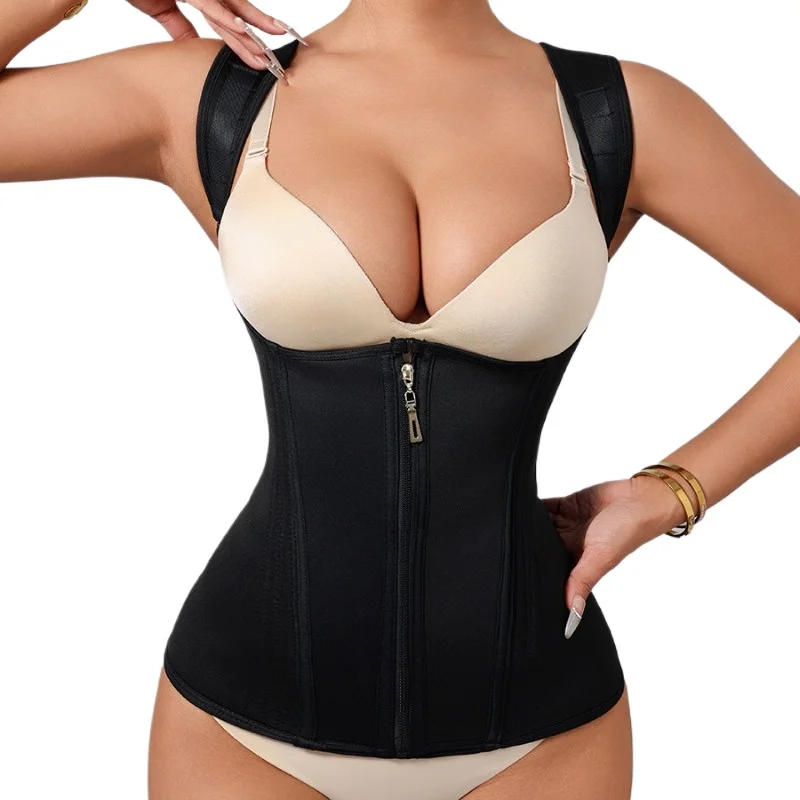 

Корректирующий пояс-корсет с молнией и крючками, неопреновый, в ретро-стиле, для коррекции фигуры, контроля живота, похудения, дышащий, корректор осанки