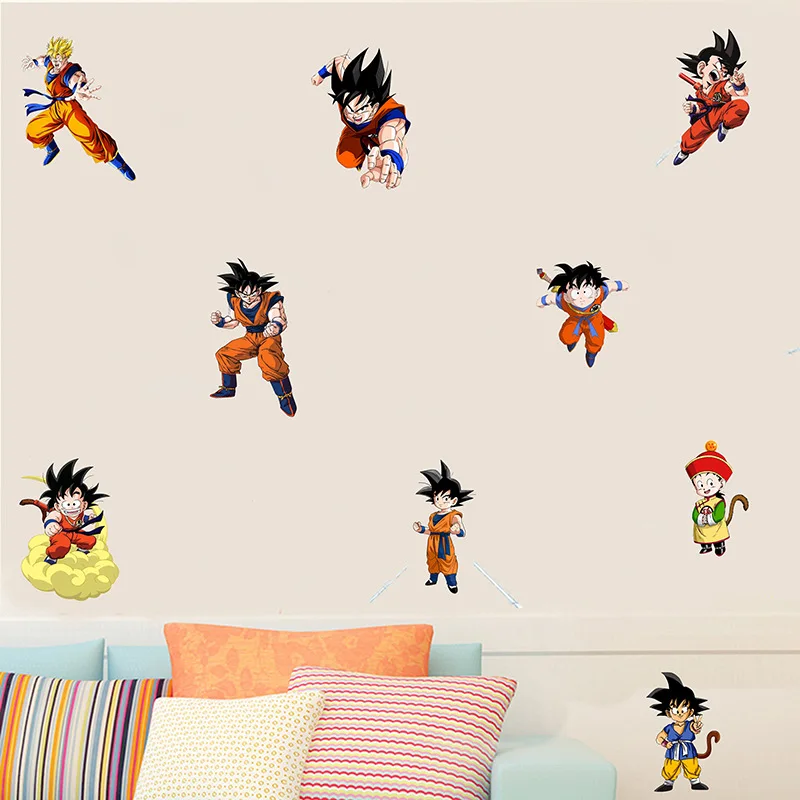 Seven Dragon Ball Anime Stickers Son Goku Super Saiyan Decorative Stickers Room Decoration Cartoon Stickers Children\'s ToysGifts