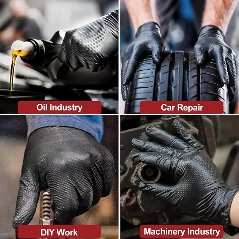 Extra Thick 8 Mil Heavy Duty Disposable Nitrile Gloves,with Diamond Texture,Latex & Powder Free,security Protection Work Gloves