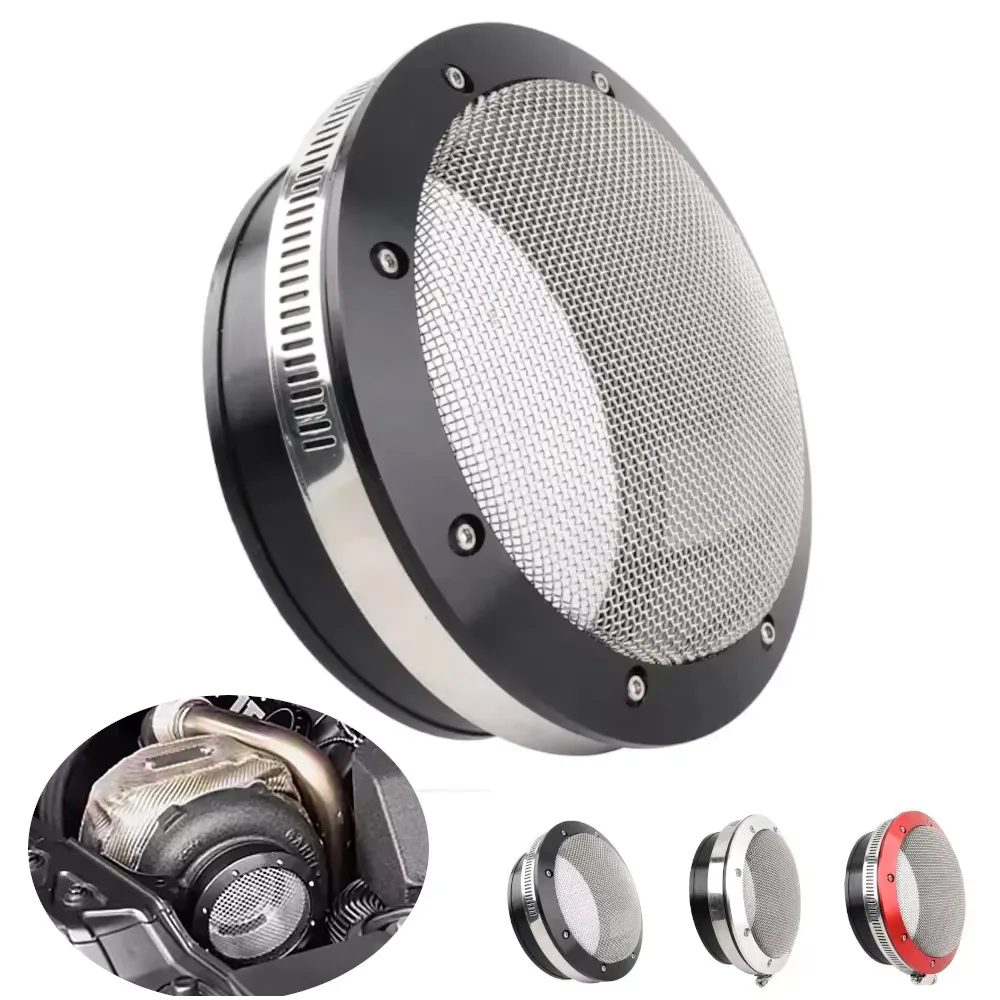 Filtro Turbo esférico de acero inoxidable de 3,5-4 pulgadas con diseño de carreras (Drag), pantalla protectora, entrada de aire Universal, Garrett negro