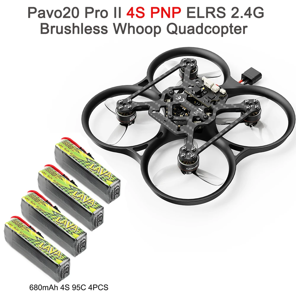 Nieuwe BETAFPV Pavo20 Pro II 3-4S O4 Pro ELRS 2.4G/PNP Borstelloze Whoop Quadcopter Drone voor LAVA Serie 3S/4S 680mAh 95C Batterij
