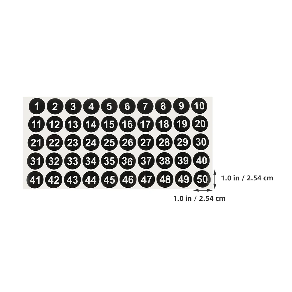 

250pcs Digital Number Labels Self-Adhesive Classification Stickers Office Home Round Numbered 1-50 Identification For Clothes