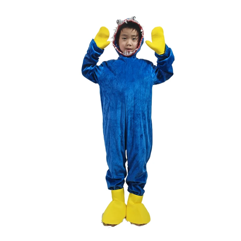 ฮาโลวีนสีฟ้าสีแดง Monster Boy สาวคอสเพลย์เครื่องแต่งกายเกมตุ๊กตาสยองขวัญน่ากลัวของขวัญนุ่มสําหรับผู้หญิง Party Hooded Jumpsuit